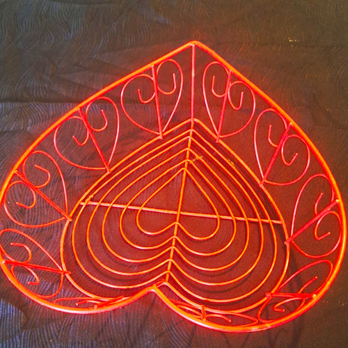 Red heart shaped metal wire - heart-shaped,