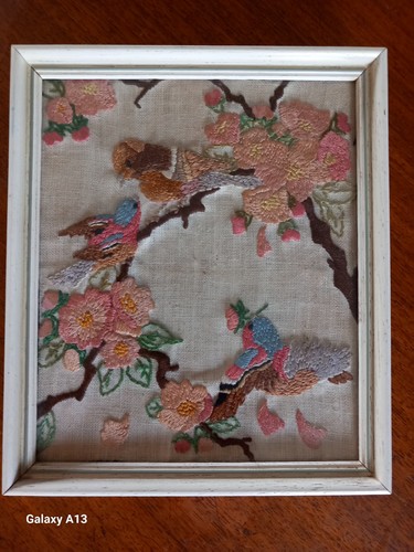 Vintage framed embroidery - framed,
