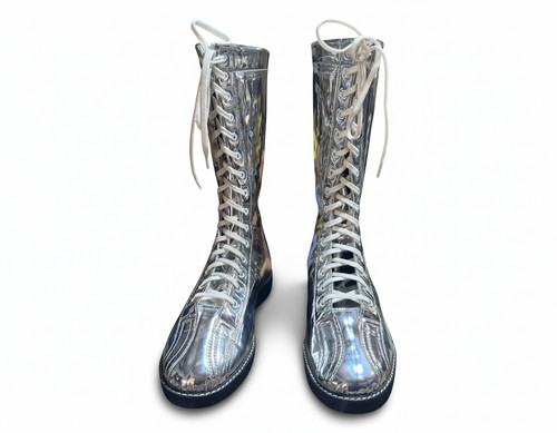 Silver pro wrestling boots - silver,