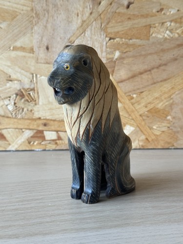 Lion buffalo horn carved - lion,