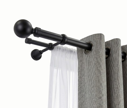 Double curtain pole matt black - matt,