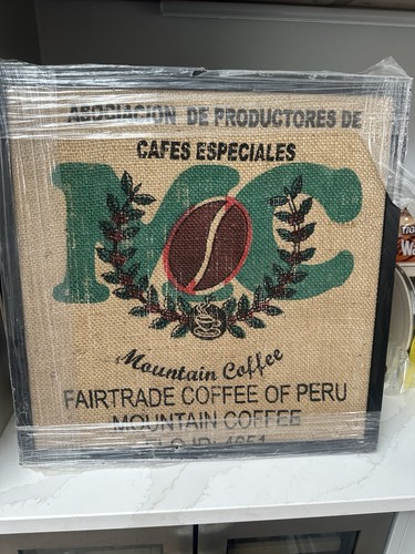 Newly framed hessian coffee - framed,
