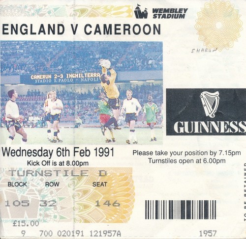 Ticket england cameroon - ticket:,