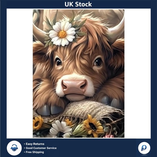 Vibrant highland cow diamond - cow,