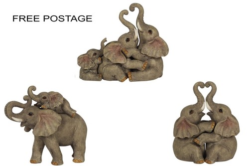New resin elephant baby couple - resin,
