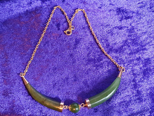 Necklace double horns jade - necklace,