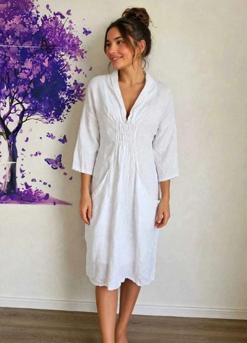 Italian linen dress white - italian,
