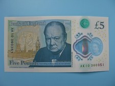 AK10 360351 New £5 Five Pound Note Plastic Polymer Uncirculated Sought After