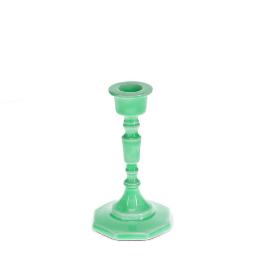 Green enamel candlestick 13cm - enamel,