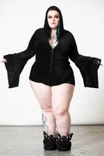 KILLSTAR Spirit Of Slumber Hooded Playsuit In Black