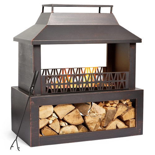 Outdoor black steel fireplace - black,