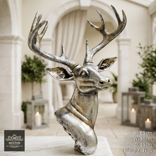 Wall stag head silver - stag, deer