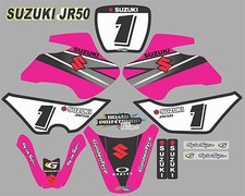 Suzuki JR50 PINK Graphics Decals Fullset laminated stickers motocross