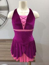 Pink velvet figure skating competition dress- ladies size 8