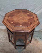 Large Indian Inlaid Hoshiarpur Handmade Rosewood Side Table 24’’