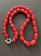 Red Coral Necklace Large Bamboo Bead Collar Boho Ethnic Retro Statement Vintage