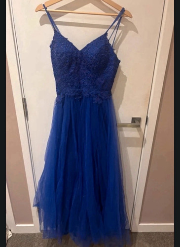 Blue strap sleeve lace - blue,