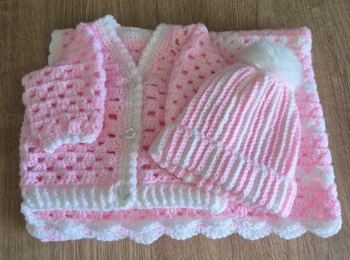 Hand crocheted pink - crocheted, white
