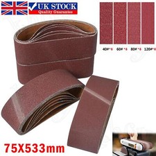 24Pcs Sanding Belts 75 x 533mm 40/60/80/120 Grit Mixed Sander Grinder Belts Set