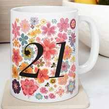 Flowery 21st Birthday Mug -