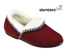 LADIES RED LUXURY FAUX FUR LINED COMFORT SLIP ON SLIPPERS HARD SOLE WOMENS SIZE