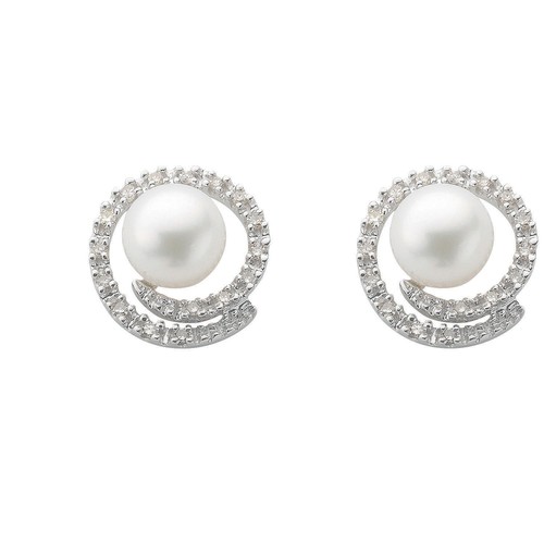 9ct white gold diamond pearl - white,