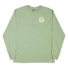 CARHARTT Mens Green Long Sleeve Crew Neck Cotton Blend T-Shirt M Casual Logo