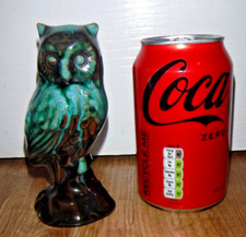 Vintage Blue Mountain Pottery Figurine ~ Owl ~ Green Glaze ~ Excellent