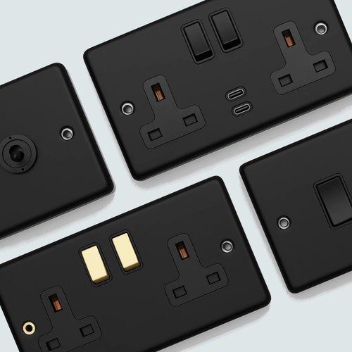 Matt black sockets switches - matt,