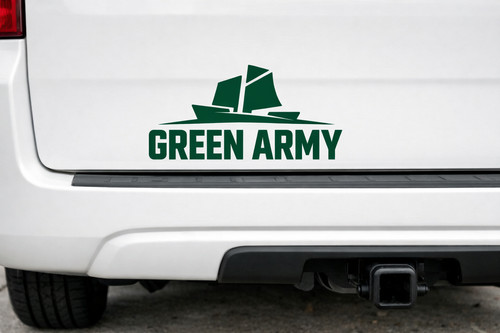 Green army ship - green, logo