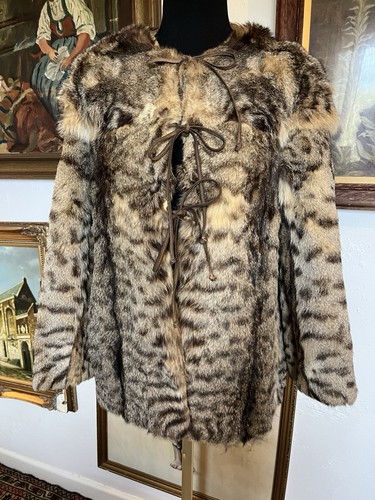Vintage rabbit fur coat with - coat,