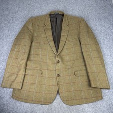 Samuel Windsor Blazer Mens UK 48R Green Check Windowpane Tweed Wool Sport Jacket