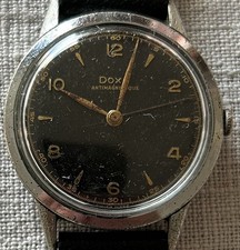 DOXA ANTI-MAGNETIC case with black dial, vintage manual watch, 50s