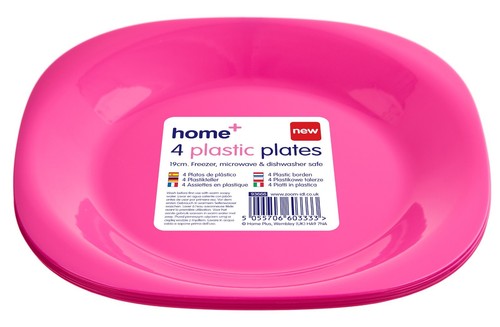 Pink plastic plates - x,