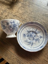 Vintage Royal Tuscan England Bone China Footed Teacup Tea Cup & Saucer Blue Bird