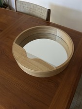 Vintage Midcentury Modern Round Mirror with Shelf Danish Design