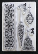 Christmas detailed intricate baubles border holly Kanban clear craft stamp set