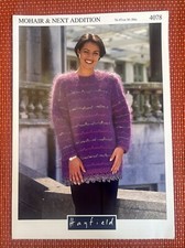 WOMENS MOHAIR JUMPER CROCHET BORDER 30”-38” VINTAGE 90’s KNITTING PATTERN H4078