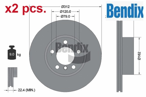 Pcs front brake disc set - x2,
