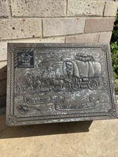 Vintage Tin Box German Made Large Sheet Chest With Medieval Scene Very Rare