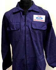 Retro Ford Racing Badged Zip Front Navy Boiler Suit Overalls Size XL 46-48"Chest