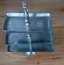 Cake Display Stand 3 Tier Silver Server Hors Devours Plate Alluminium