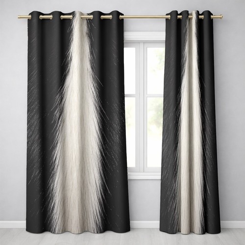 Skunk print curtains black - skunk,