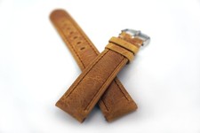 20mm Tan Brown Italian Leather Watch Strap Steel Buckle & Quick Release Pins