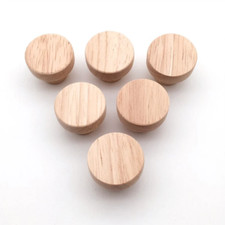 30–50mm Oak Wood Cabinet Drawer Knobs Round Handle Furniture Hardware UK