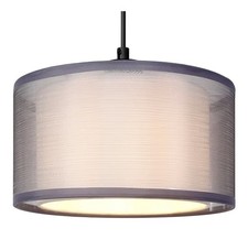 2-Tier Modern Fabric Ceiling Light Lamp Shade Round Double Lamp Warm Grey 25cm