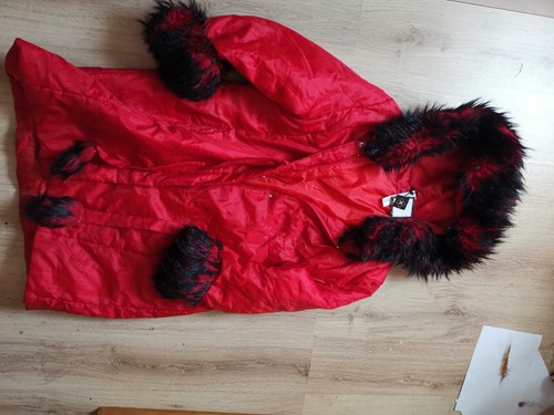 Red winter bomber jacket long - red,