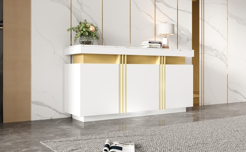 Modern white gold buffet - modern,