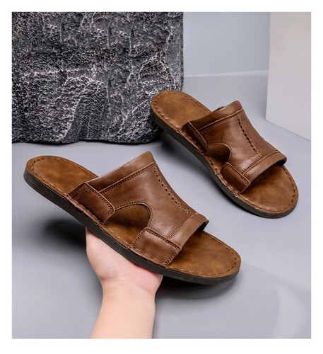 Mens slip leather - on, sandals