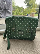 LYDC London Satchel/Handbag Green and White Polka Dot Pattern